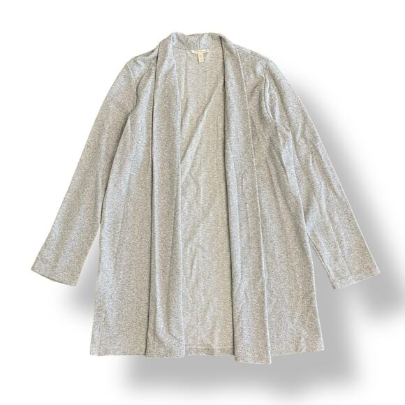 Eileen Fisher Organic Cotton Herringbone Longline‎ Jacket Sweater Size Small - Picture 1 of 7